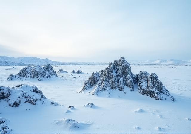Paesaggio invernale vasto e strutturato che rappresenta la narrativa