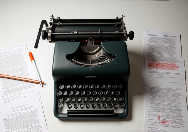 Una macchina da scrivere vintage in un ambiente minimalista, metafora dello script doctoring