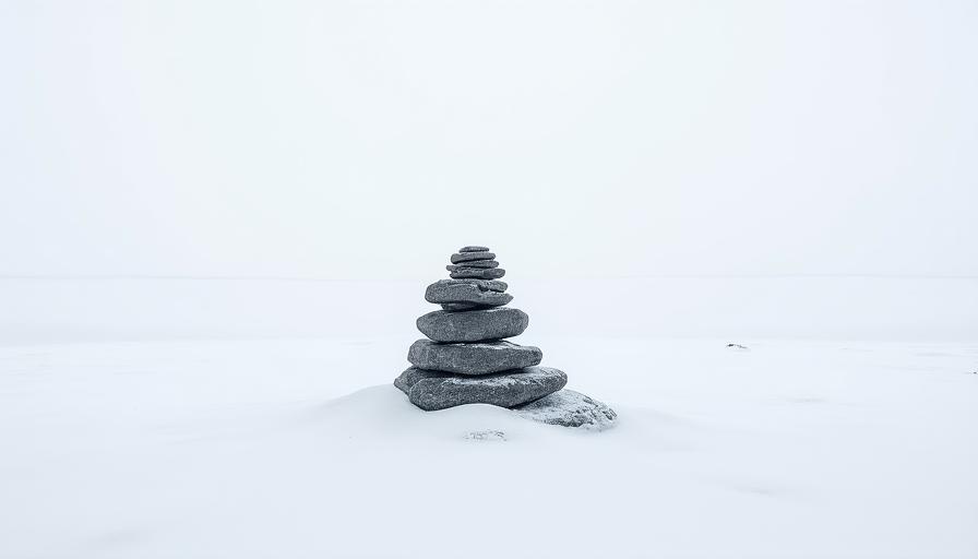 Analisi visiva del midpoint come centro di equilibrio in un paesaggio innevato